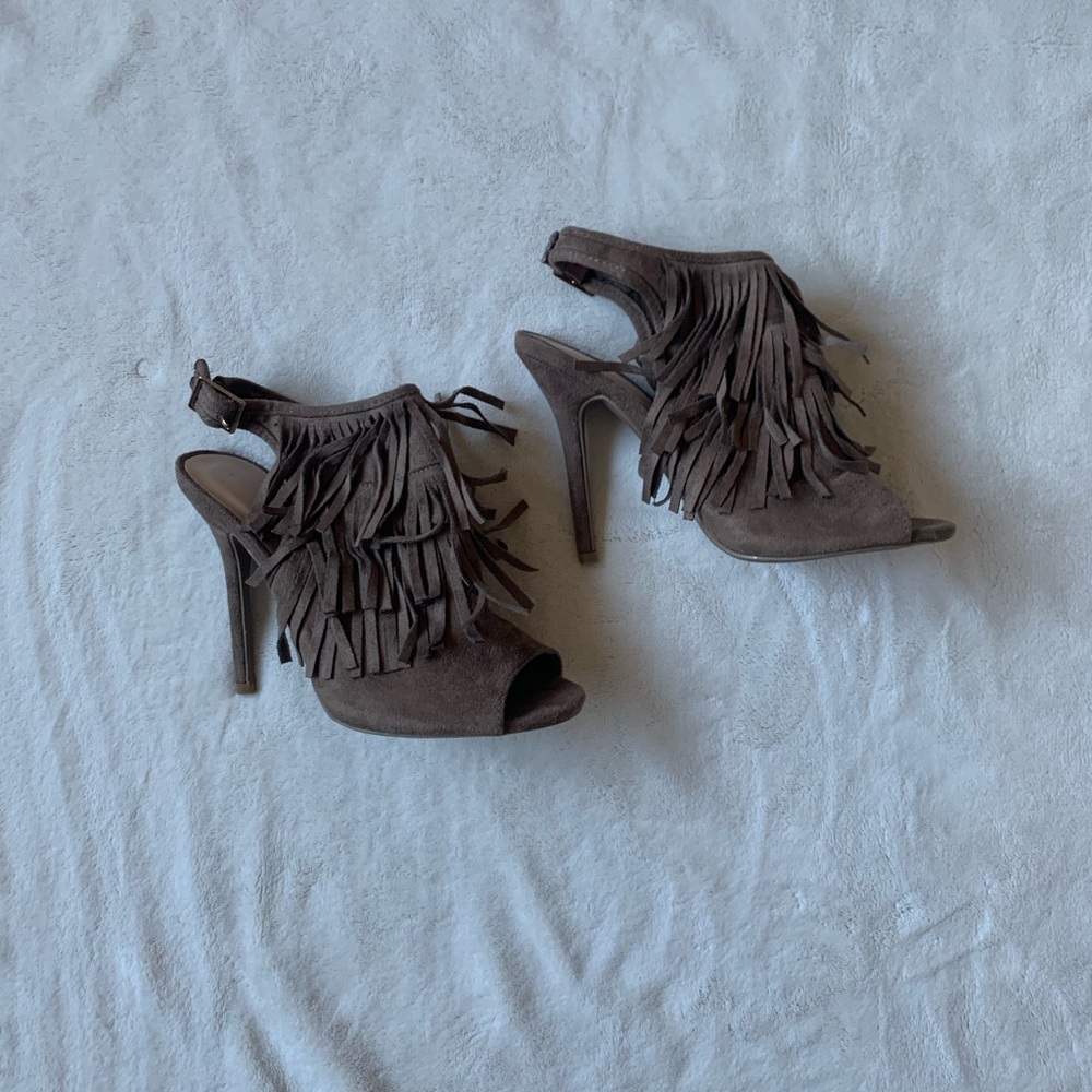 Suede Fringe Heels